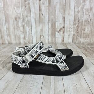 Teva Original Universal Women's‎ Sandals Black White Geometric Print Size 7